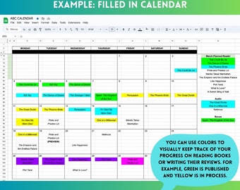 Calendario y seguimiento de reseñas de libros: hoja de cálculo editable