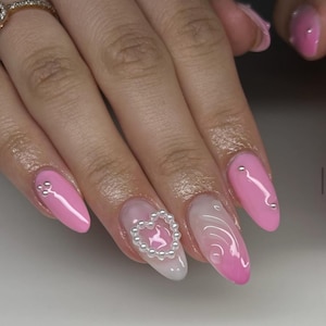 Pink Coquette press on nails | Handmade Press on nails | Press ons