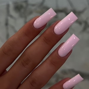 Solid Powder Pink press on nails | Handmade Press on nails | Press ons