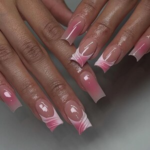 Blush Aura + 3D  French press on nails | Handmade Press on nails | Press ons