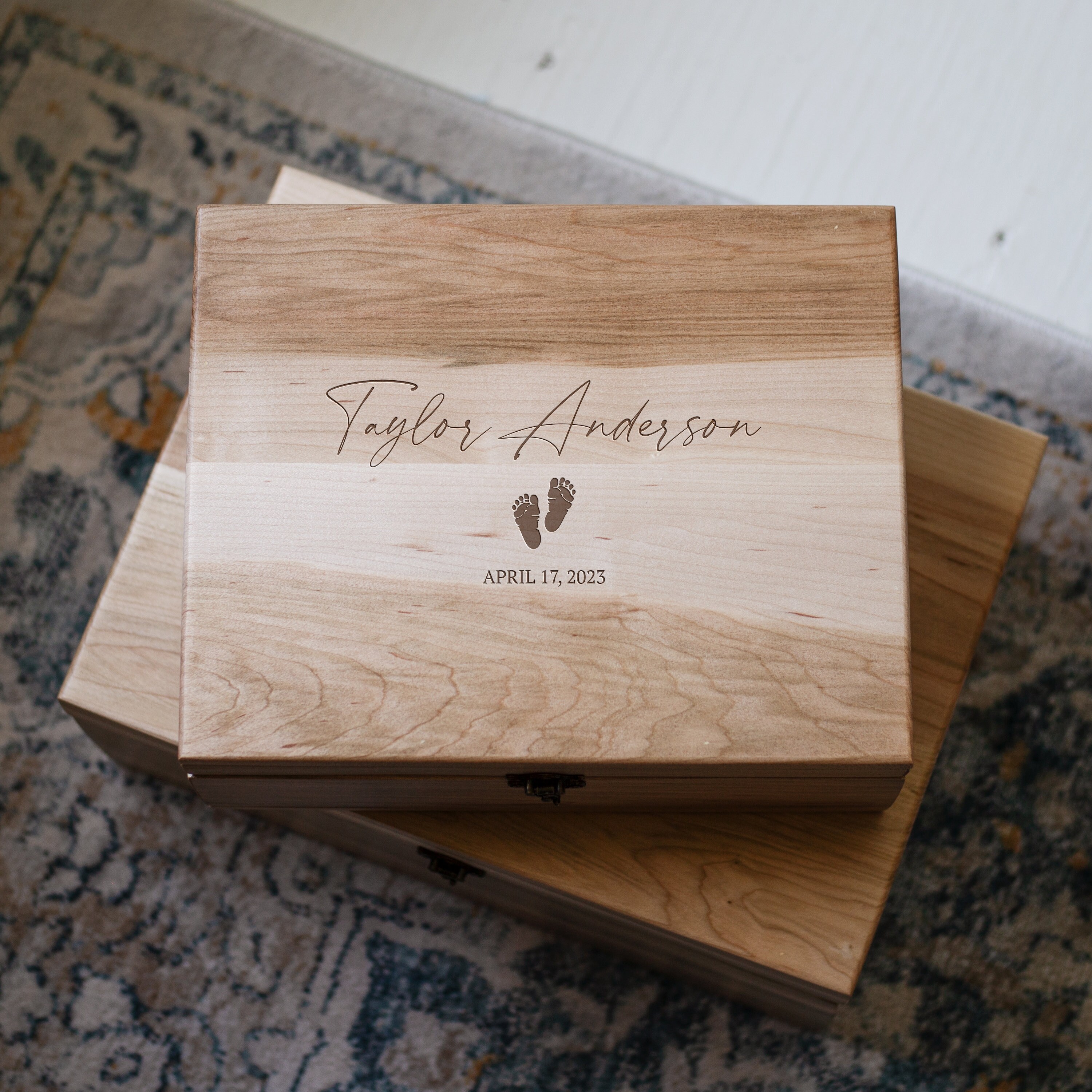 Baby Memory Box, Baby Keepsake Box, Walnut Personalized Keepsake Box ...