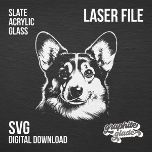 Welsh Corgi SVG voor leisteen-, acryl- en glaslasergravure, hoogwaardig Corgi Dog-ontwerp, perfect voor DIY-project Instant Download