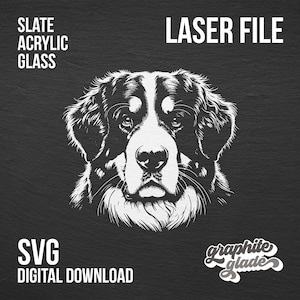 Berner Sennenhund SVG für Schiefer Acryl & Glas Lasergravur, hochwertiges Berner Hund Design, perfekt für DIY-Projekt Sofort-Download