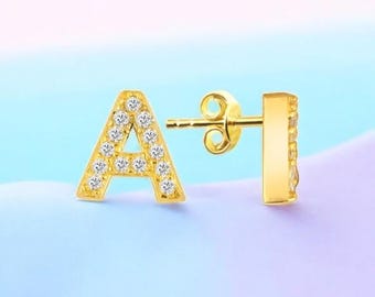 Silver Girls Initial Stud Earrings Gift For Kids Initial Earrings Little Girls Stud Earrings Kids Stud Earrings Alphabet Stud Earrings Girls