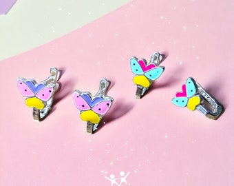 Pendientes de mariposa Clip de plata en pendientes niños niñas pendientes naturaleza pendientes mariposa joyería lindos pendientes animales pendientes coloridos