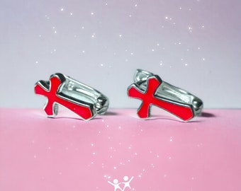 Pendientes de cruz de plata de ley para niños clip en pendientes para niñas regalos de joyería hipoalergénica para niñas regalo para niños regalo de bautismo para niñas