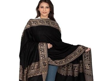 Black Acrylic/Viscose Stoles for women, Wool Blend for Winter shawl fancy designer party wear shawl meditation prayer shawl