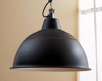Vintage Half Globe Dome Pendant Light fixture - Classic Industrial Kitchen Island Ceiling Lamp, Antique Art Deco Lampshade Hanging Lighting