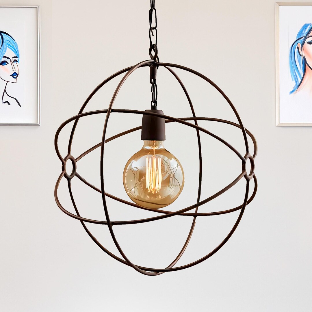 Spherical Fixure Spectacular Cage Spherical Pendant Light Fixture - Industrial Farmhouse ...