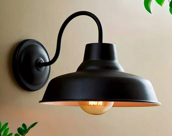 Industrial Gooseneck Wall Lamp Warehouse Vintage Light - Weatherproof Shed Outdoor Garden - Farmhouse Wall Sconce Lamp Rustic Deck Patio