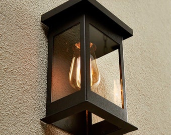 Modern Japanese Style Wall Sconce - Iron Metal Farmhouse Wall Lantern Porch Patio Yard Garden Exterior Outdoor - Minimalist Light Fixture