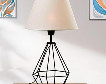Stunning Geometric Cage Desk Light - Modern Style Nightstand Table Lamp, Art deco Ligthing Fixture, Living Room, Office Bedroom, Home Decor