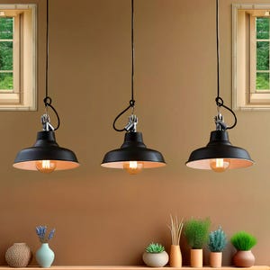 Lampada a sospensione a 3 luci in stile fattoria, lampada a sospensione dal design industriale vintage, lampadario a sospensione regolabile in alluminio per isola cucina