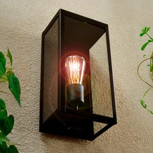 Modern Farmhouse Wall Sconce - Metal Outdoor Wall Light Lantern For Porch Patio Yard, Front Door Lamp - Garden Led Waterproof Light Fixture