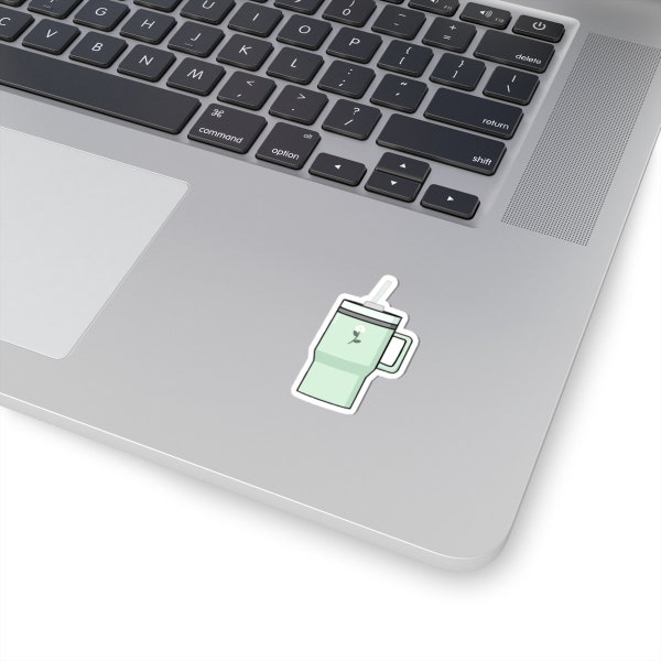 Mint Green/Flower Cup Sticker for Laptops, Water Bottles, Notebooks, etc.