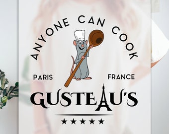 Ratatouille Disney Ready to Press DTF, Anyone Can Cook Print, Heat Press DTF Transfer, Disney Chefs Print, Chef Mouse DTF, Disney Cook Lover