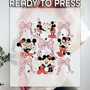 Valentines Disney Ready to Press DTF, Disney Love Print, Heat Press DTF Transfer, Minnie And Mickey Print, Valentines Day DTF, Disney Bows