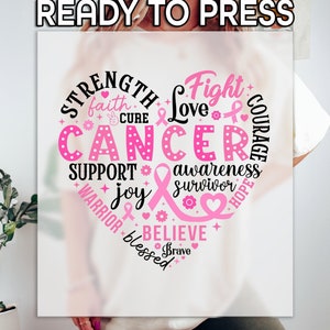 Cancer Support Ready to Press DTF, Breast Cancer Awareness Print, Heat Press DTF Transfer, Fight Cancer Print, Cancer Warrior DTF, Survivor