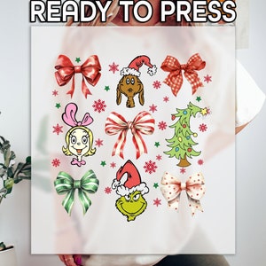 Grinchmas Squad Ready to Press DTF, Cute Cindy Lou Print, Heat Press DTF Transfer, Grinchy Print, Xmas Tree DTF, Grinchmas Coquette Print