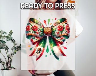 Mexico Coquette DTF, Mexican Flag Print, Heat Press DTF Transfer, Gift For Latino Print, Mexica Festival DTF, Ready To Apply Transfer