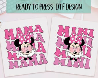 Minnie Mouse Ready to Press DTF, Mama Minnie Print, Heat Press DTF Transfer, Mini Minnie Print, Disney Cute Mouse DTF, Minnie Lover Print