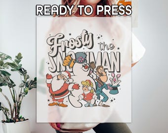 Retro The Snowman DTF Transfer, Vintage Christmas Design, Santa And Classic Characters Printing, Nostalgic Holiday Print, Frosty Winter DTF