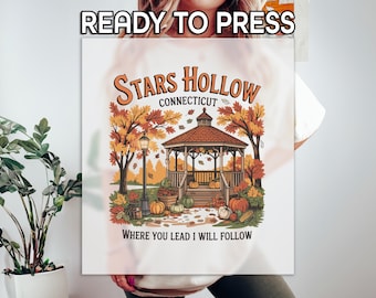 Perfect Autumn Town Gazebo DTF Transfer, Cozy Rustic Fall Scene Printing,  New England Inspired Printing, Fall Pumpkin, Fall Leaves Print