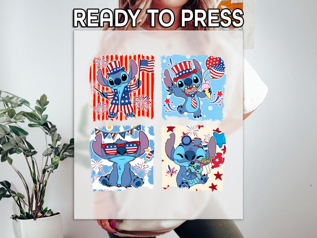 Stitch 4th of July DTF Transfer Ready to Press | Disney Patriotic Heat ...