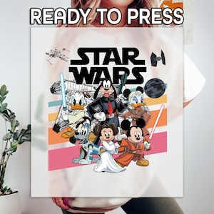 Funny Star Wars Ready to Press DTF,  Sci-Fi Toy Style Characters Design, Gift For Him, Ready To Press Print, Galactic Mashup Shirt Idea