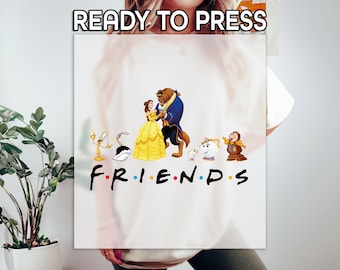 Beauty And The Beast Ready to Press DTF Transfer, Disney Princess Print, Heat Press DTF Transfer, Disney Vacation Print, Gift For Kids DTF