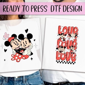 Mickey And Minnie Ready to Press DTF, Valentine&#39;s Day Print, Heat Press DTF Transfer, Disney Couple Print, Disney Love DTF, Cute Couple