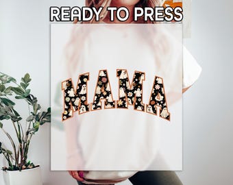 Halloween Mama DTF Transfer, Mom Halloween Print, Spooky Mama Design, Mama Halloween Gift, Cute Ghost Shirt Printing, Gift for Mother