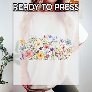 Flower Lovers Ready to Press DTF Transfer, Gift For Flower Print, Heat Press DTF Transfer, Colorful Flowers Print, Summer Wildflower DTF