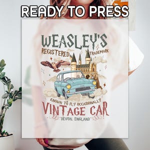 Flying Ford Anglia Inspired DTF Heat Transfer, Wizard&#39;s Magic Car DTF, Magic School Style Heat Press, Shirt Heat Transfer, Ready to Apply