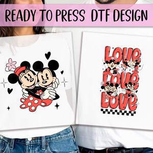 Mickey And Minnie Ready to Press DTF, Valentine&#39;s Day Print, Heat Press DTF Transfer, Disney Holiday Print, Disney Love DTF, Funny Couple