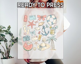 Summer Time DTF, Butterfly Bow Print, Heat Press DTF Transfer, Watermelon Lover DTF, Seashells Print, Ready To Apply, Lemonade Print