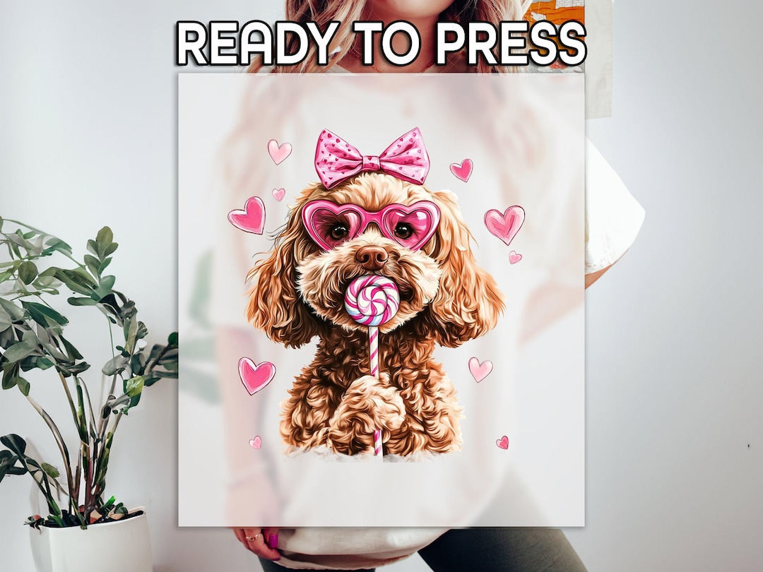 Valentine's Dog Ready to Press DTF, Valentine's Day Print, Heat Press ...