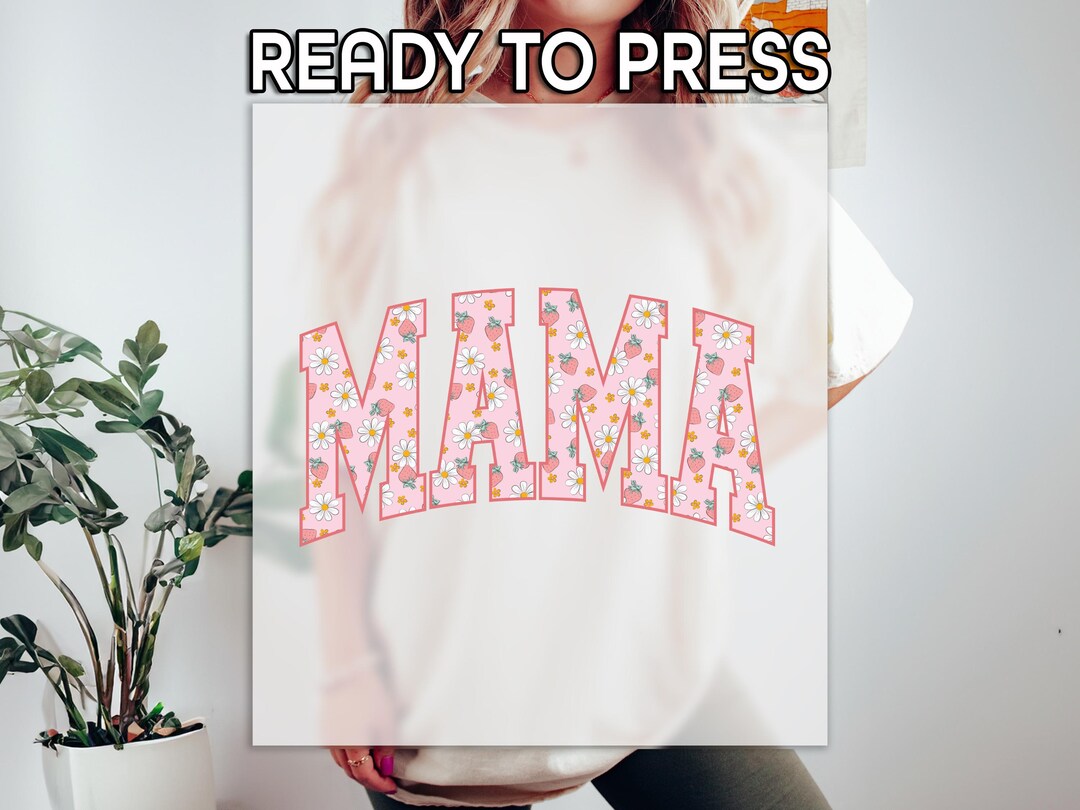 Floral Mama DTF Transfer Ready to Press | Strawberry Daisy Boho Mothers ...