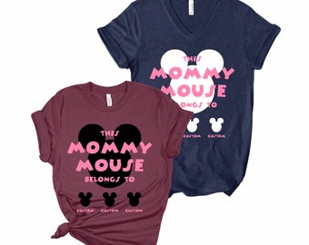Mommy Mouse Custom Shirt with Kids Name, This Mama Belongs to Shirt, Mother's Day Tee Gift Multicolored