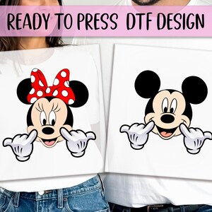 Mickey Mouse DTF, Disney Couple Print, Heat Press DTF Transfer, Minnie Lover Print, Disney Funny DTF, Ready To Apply, Disney Family Print