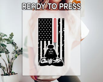 Star Wars Print, Darth Vader Print, Heat Press DTF Transfer, USA Flag Print, Retro Lightsaber DTF, Ready To Apply, Disney Vacation Print