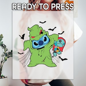 Disney Stitch Halloween DTF Transfer, Spooky Green Outfit Artwork, Watercolor Fall Celebration Design, Gift For Her, Autumn Vibes