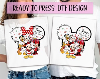 Custom Santa Mickey Merry Christmas  DTF Transfer, Personalized Mickey and Friends Xmas DTF, Disney Christmas, Goofy Pluto Donald Xmas DTF