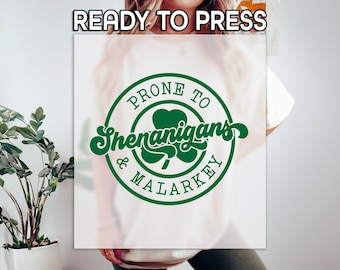 Shenanigans Ready to Press DTF Transfer, Patrick Day Crew Print, Heat Press DTF Transfer, Lucky Shamrock Print, St Patrick's Day DTF