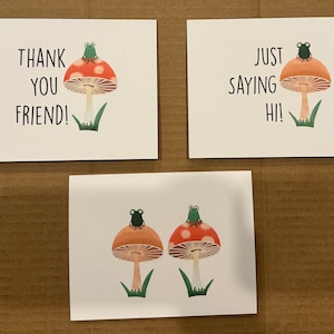 Cottagecore Grußkarten Frosch Freunde Frösche auf Pilzen Dankes-Karte