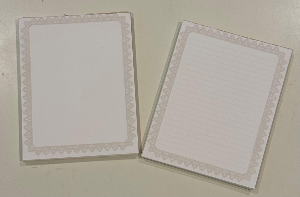 Cute Lace Print Handbound Notepads Floral Notes Coquette Stationery ...