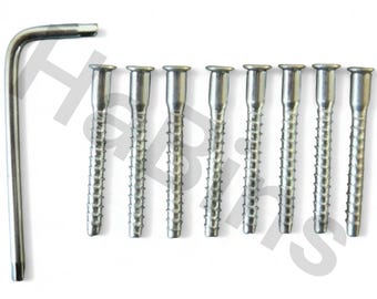 100224 / 121646 x8 + 100006 x1 – Repuesto para tornillos plateados para muebles IKEA con llave Allen