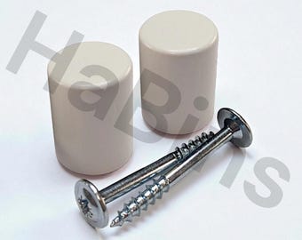 Replacement for IKEA BILLY OXBERG Wooden Knob – 131386 (114667) – White with Screw