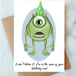 Je n'y crois pas, je suis sur la couverture de ta carte d'anniversaire, monstres inaptes, carte d'anniversaire amusante