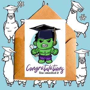 Félicitations, vous l'avez brisée, carte de remise des diplômes inspirée des super-héros